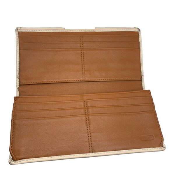 y2k COACH White Brown Turnlock Wallet - Picture 6 of 11
